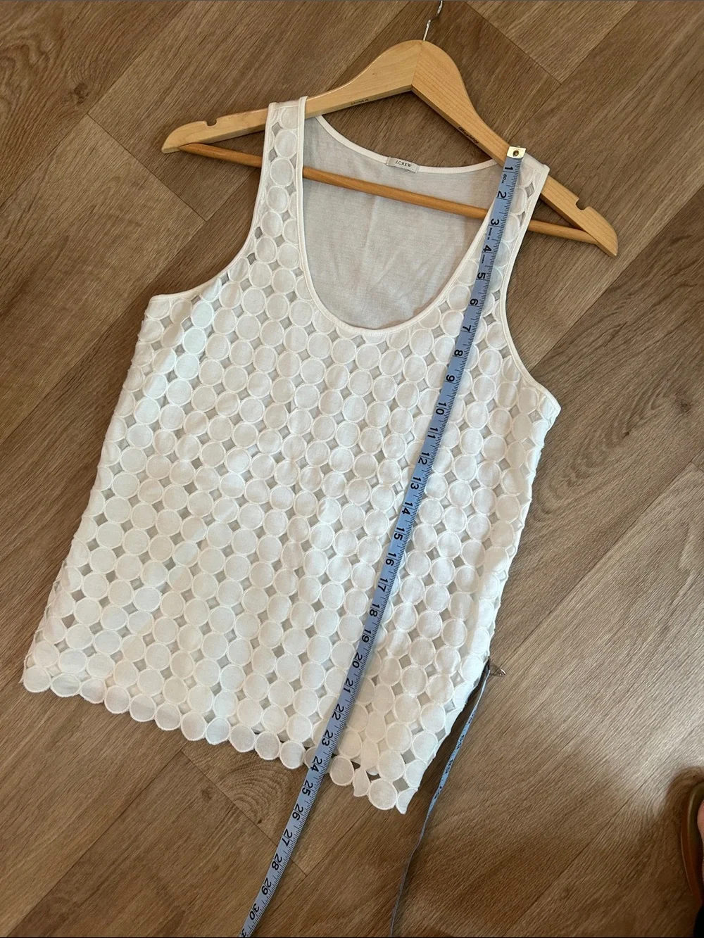 J. Crew White Circle Lace Tank Top